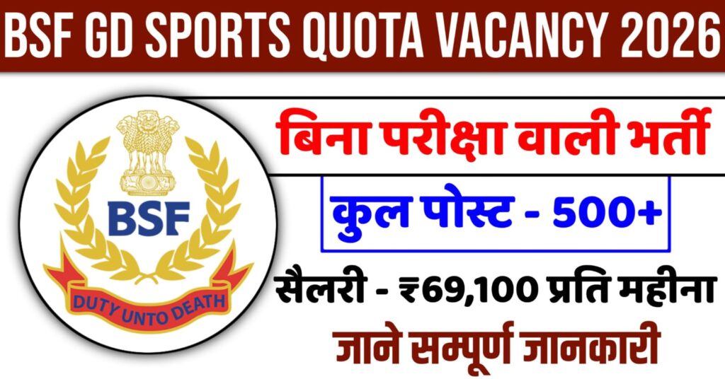 BSF Constable GD Sports Quota Recruitment 2026