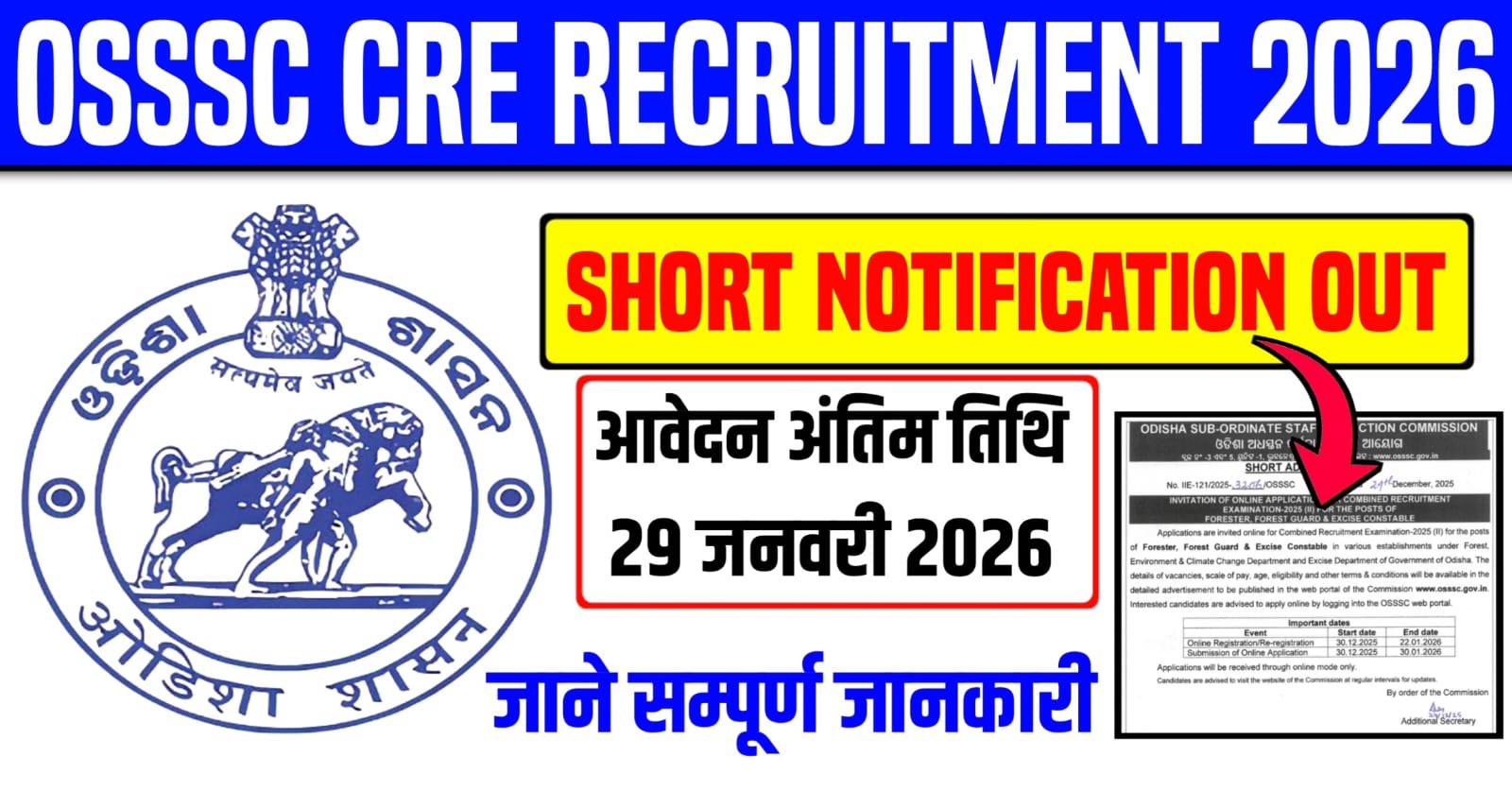 OSSSC CRE Vacancy 2026