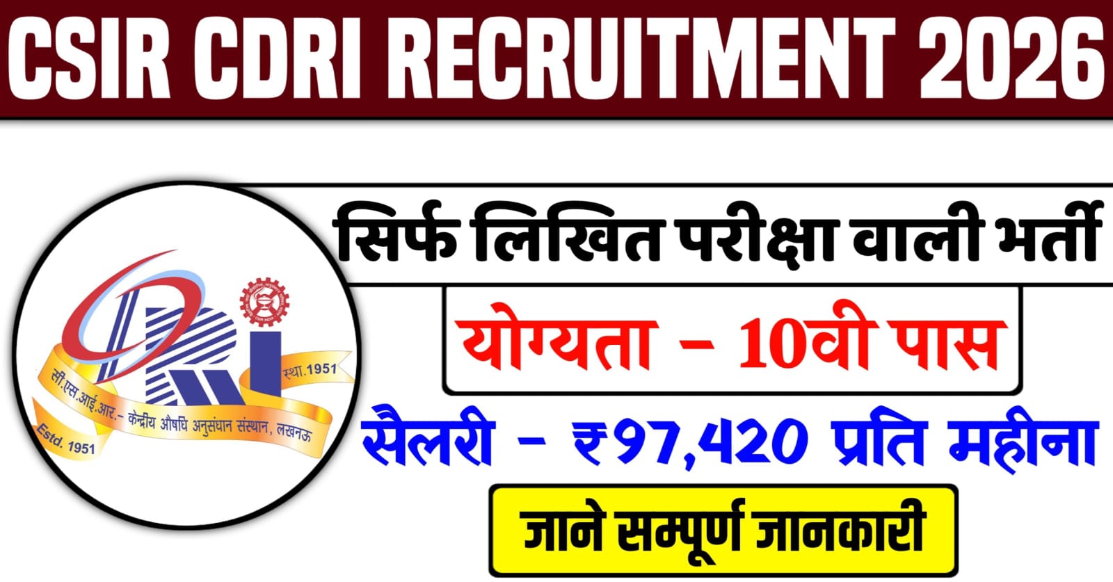 CSIR CDRI Recruitment 2026