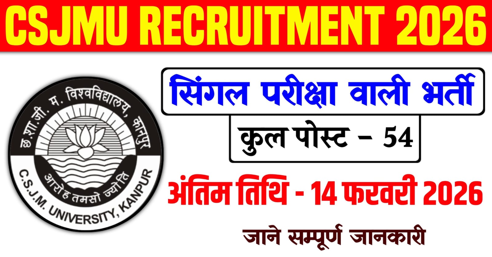 CSJMU Recruitment 2026