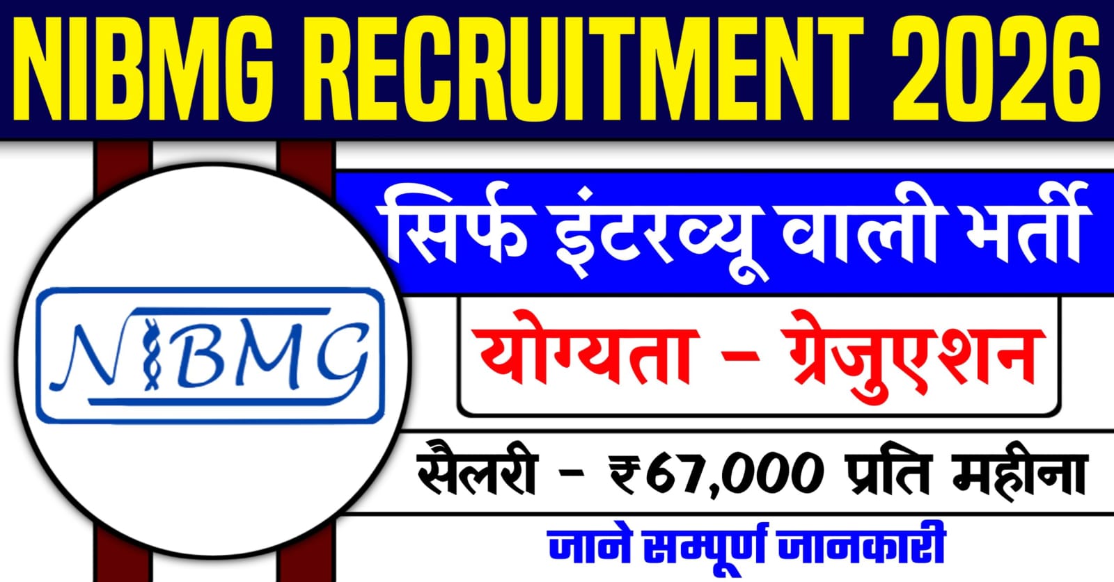 NIBMG Recruitment 2026