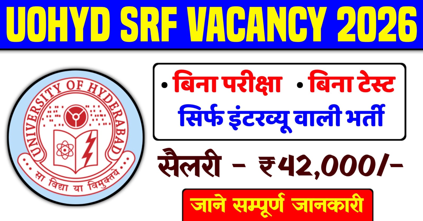 University of Hyderabad SRF Recruitment 2026
