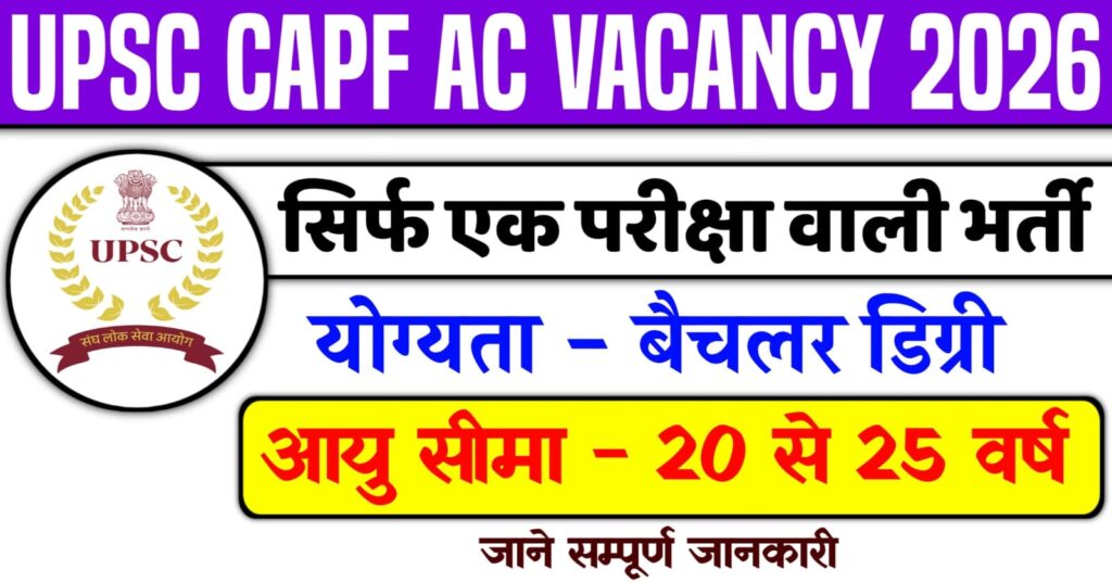 UPSC CAPF AC Recruitment 2026