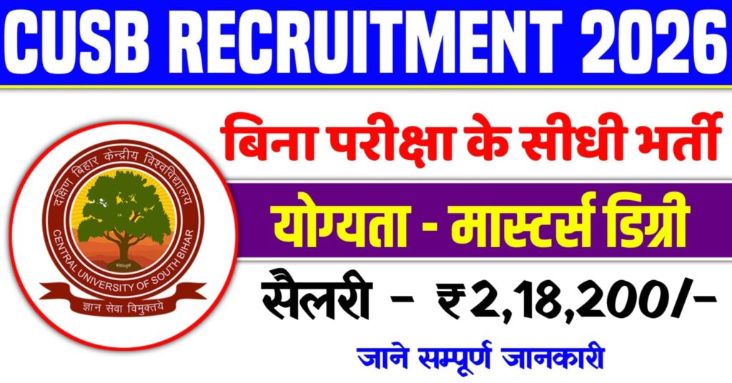 CUSB Faculty Recruitment 2026