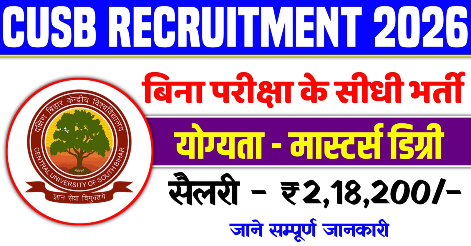 CUSB Faculty Recruitment 2026