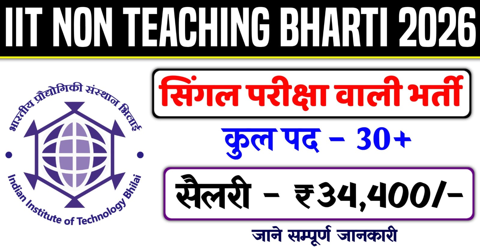 IIT Bhilai Non Teaching Vacancy 2026