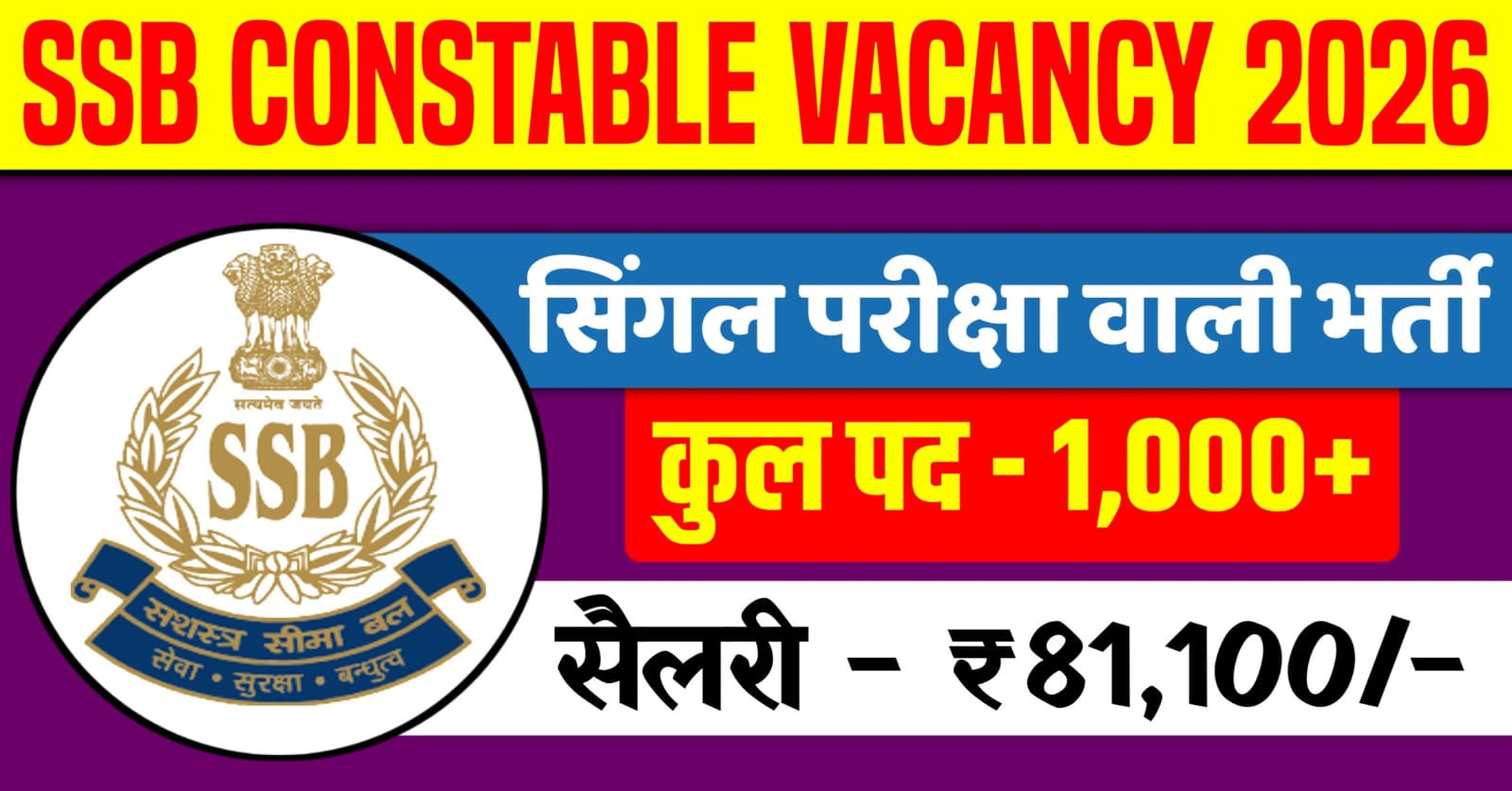 SSB Constable Vacancy 2026